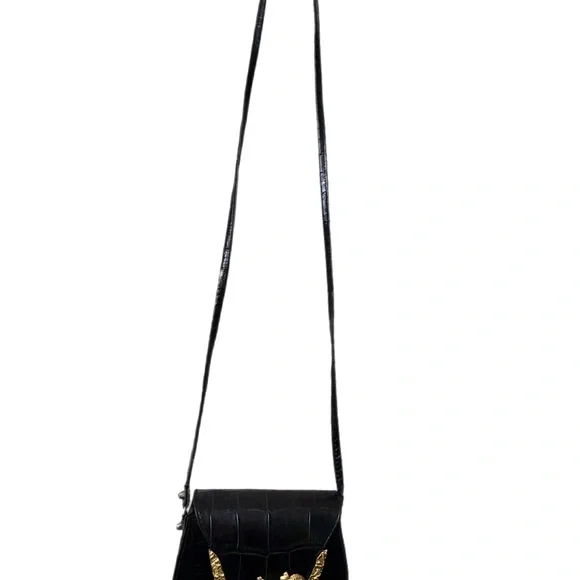 Vintage Glenn Miller For Ann Turk Alligator -Embossed Bag Whit Gold Mascaron - Picture 4 of 10